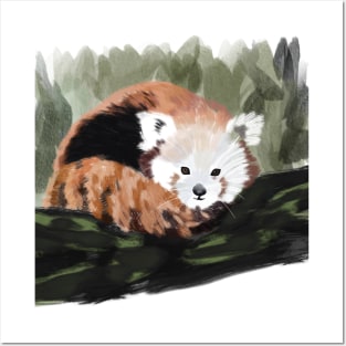 Artistic Red panda in Gouache Posters and Art